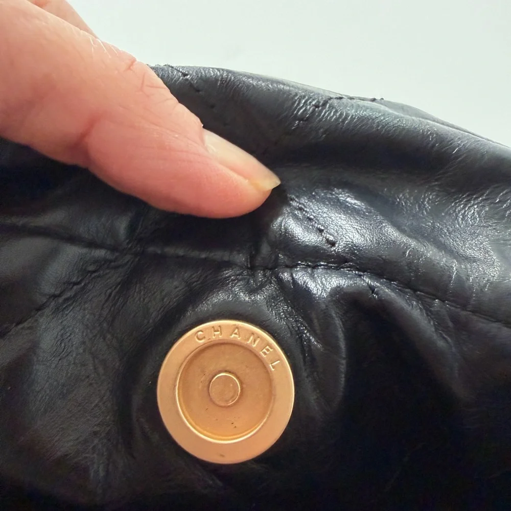 Black Quilted Shoulder Bag with Gold Accents - Picture 7 of 9